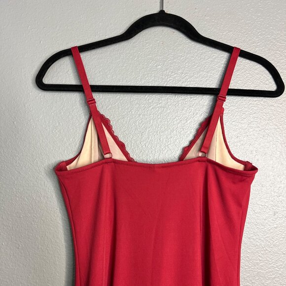 Popilush The Shapewear Slip Maxi Dress Women's M Red Lace Slit Adjustable Y2K - Picture 10 of 12